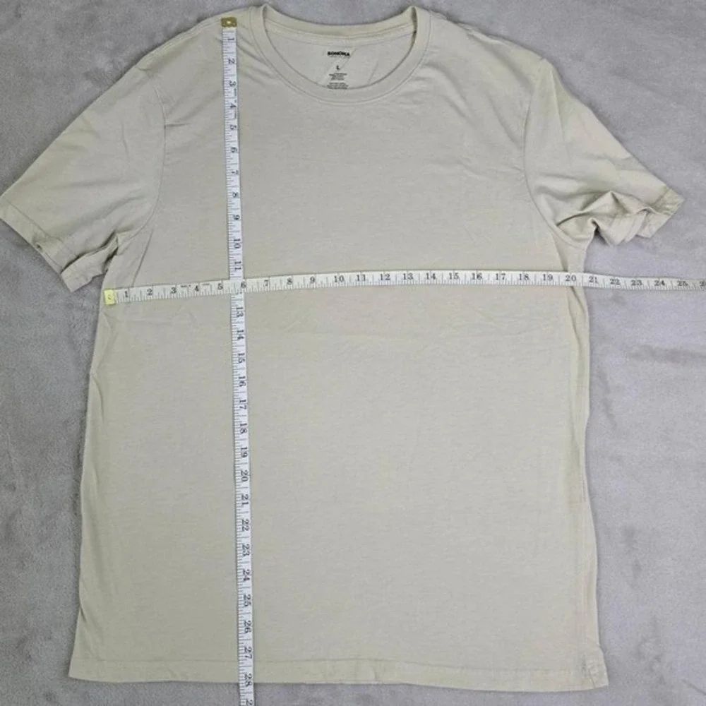 Sonoma Mens Lounge Pajama Set Tan T-Shirt L Green Plaid Shorts‎ M Loungewear